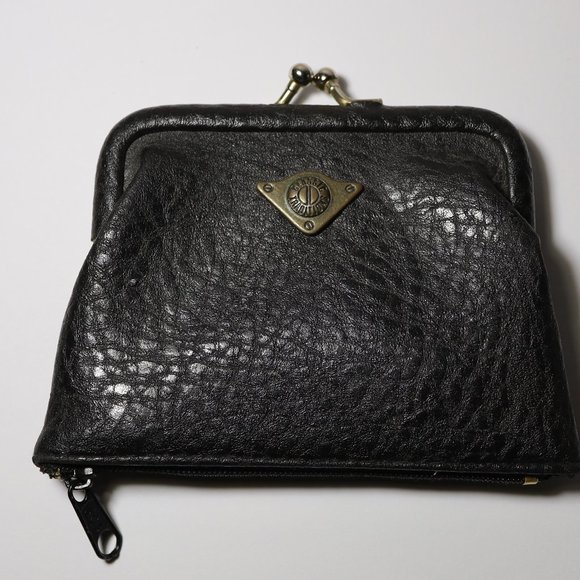 Women's Classic Traditions Kiss Lock Leather Coin Purse Wallet Clutch - Picture 1 of 6
